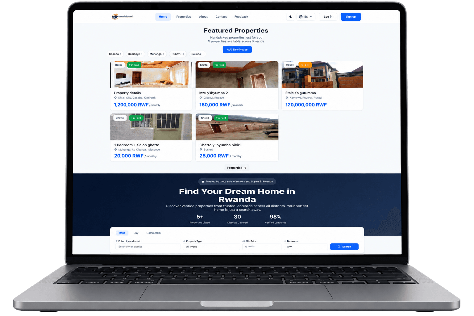 Connecting renters with verified properties across Rwanda